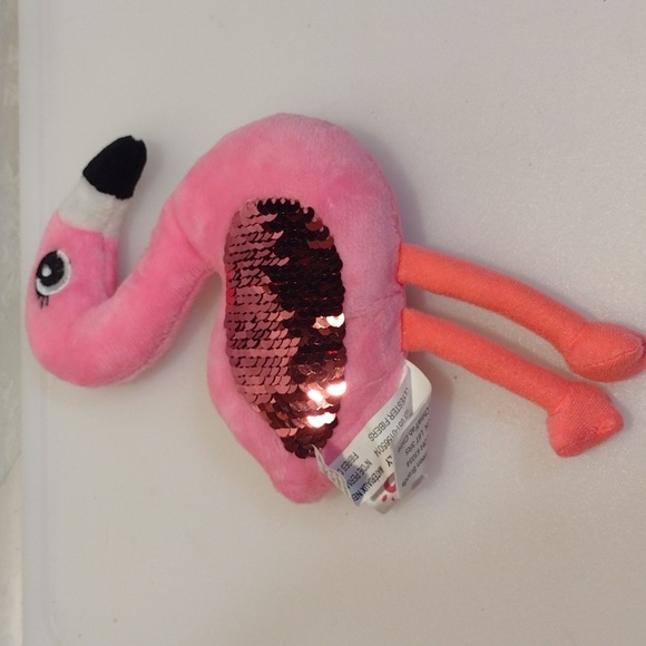 Justice Pink Flamingo Sequin Wings Plush Stuffed Animal Toy - Picture 2 of 3
